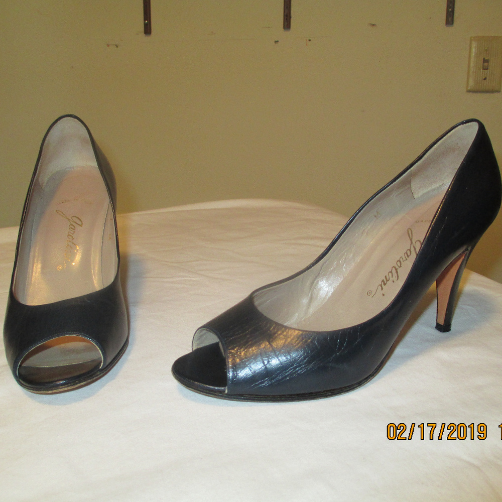 Garolini Navy Leather Peep toe pumps 7m